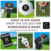 Stilvolle Schwarz-weiße Personalisierte Monogrammb Golfhandtuch