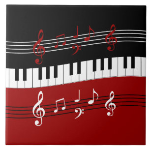 Stilvolle Schwarz-weiße Piano Keys und Notizen Fliese