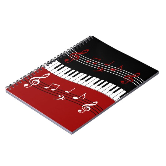 Stilvolle Schwarz-weiße Piano Keys und Notizen Notizblock (Linke Seite)