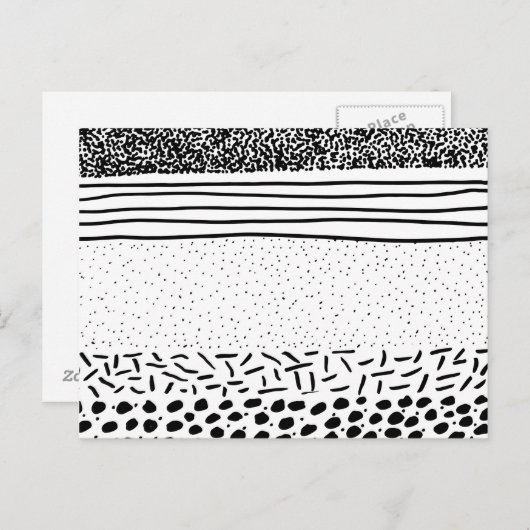 Stilvolle Schwarz-weiße Polka-Dotstreifen Postkarte (Vorne/Hinten)