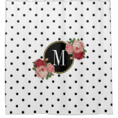 Stilvolle Schwarz-weiße Punkte Antikes florales Mo Duschvorhang (Vorderseite)