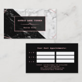 Stilvolle Schwarz-weiße Rose aus Marmor Terminkarte (Vorne/Hinten)