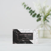 Stilvolle Schwarz-weiße Rose aus Marmor Terminkarte (Stehend Vorderseite)