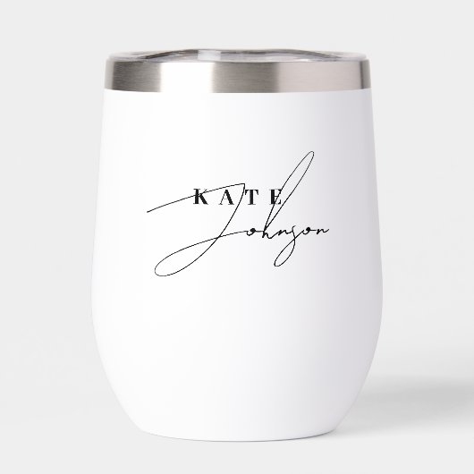 Stilvolle Schwarz-weiße Signature-Script-Monogramm (Rückseite)