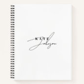 Stilvolle Schwarz-weiße Signature-Script-Monogramm Notizblock (Vorderseite)