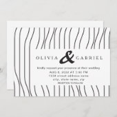 Stilvolle Schwarz-weiße Streifen. Moderne Hochzeit Einladung (Vorne/Hinten)