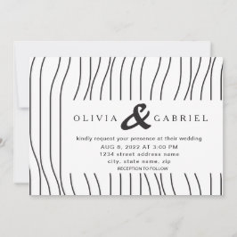 Stilvolle Schwarz-weiße Streifen. Moderne Hochzeit Einladung