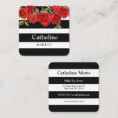 Stilvolle Schwarz-weiße Streifen Quadratische Visitenkarte (Vorne/Hinten)