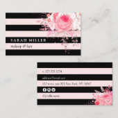 Stilvolle Schwarz-weiße Streifen Visitenkarte (Vorne/Hinten)