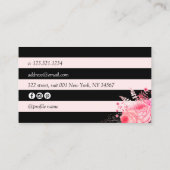 Stilvolle Schwarz-weiße Streifen Visitenkarte (Rückseite)