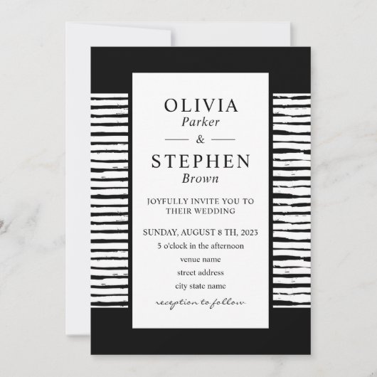 Stilvolle schwarz-weiße Typografie Wedding Invitat Einladung (Vorderseite)