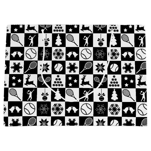 Stilvolle schwarz-weiße Weihnachtslieder Große Geschenktüte (Vorderseite)