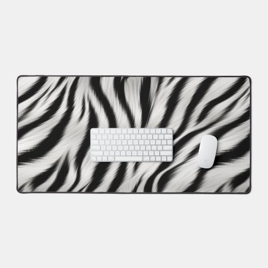Stilvolle Schwarz-weiße Zebra Animal Print Schreibtischunterlage (Tastatur & Maus)
