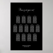 Stilvolle schwarze 13 Tisch Hochzeitskarte Poster (Vorne)