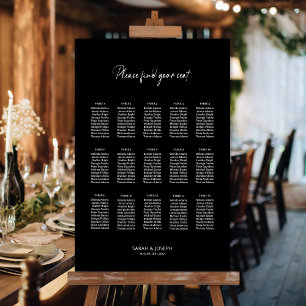 Stilvolle schwarze 15-Tisch-Hochzeitskarte Poster