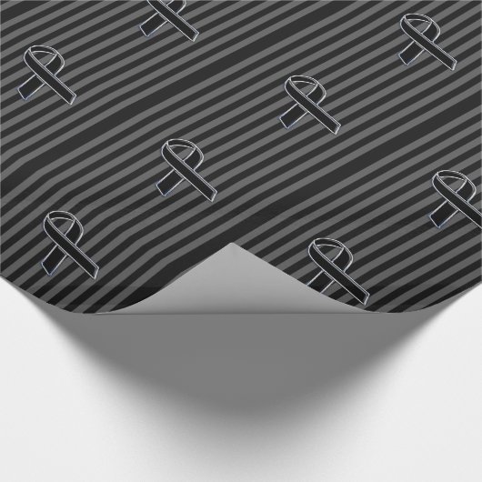 Stilvolle schwarze Band-Bewusstsein Vertikale Stre Geschenkpapier (Ecke)