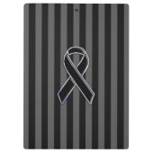 Stilvolle schwarze Band-Bewusstsein Vertikale Stre Klemmbrett (Rückseite)