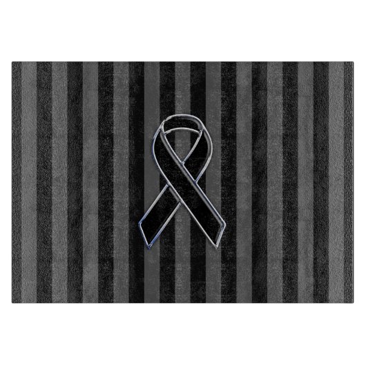 Stilvolle schwarze Band-Bewusstsein Vertikale Stre Schneidebrett (Vorderseite)