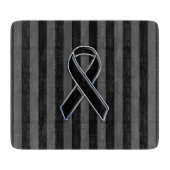 Stilvolle schwarze Band-Bewusstsein Vertikale Stre Schneidebrett (Vorderseite)