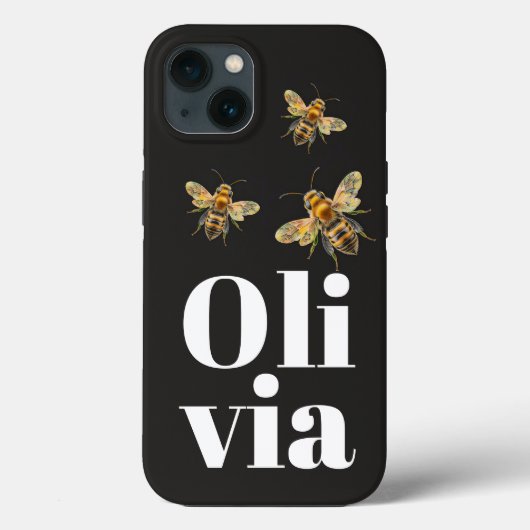 Stilvolle Schwarze Biene Personalisierter Name Case-Mate iPhone Hülle (Rückseite)