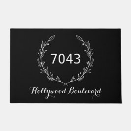 Stilvolle schwarze Frontmatte mit Adresse | groß Fußmatte