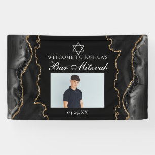 Stilvolle schwarze Gold Bar Mitzvah Party-Foto Banner