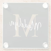 Stilvolle schwarze Gold Monogram Feminine Script N Glasuntersetzer (Rückseite)