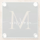 Stilvolle schwarze Gold Monogram Feminine Script N Glasuntersetzer (Rückseite)