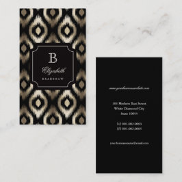Stilvolle schwarze Goldfolie Diamant Ikat Monogram Visitenkarte
