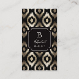 Stilvolle schwarze Goldfolie Diamant Ikat Monogram Visitenkarte