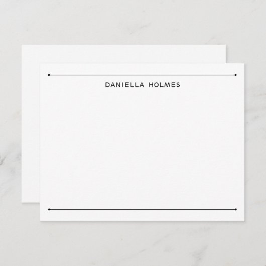 Stilvolle schwarze Grenze Name Moderne Wohnung Mitteilungskarte (Vorne/Hinten)