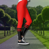 Stilvolle schwarze, horizontale Streifen | Rot Leggings