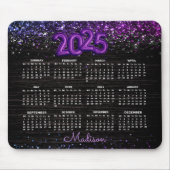 Stilvolle Schwarze Imitate Glitzer 2025 Mono Kalen Mousepad (Vorne)