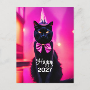 Stilvolle schwarze Katze  2027  Wünsche Postkarte