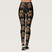 Stilvolle Schwarze Leggings mit Golden Paw Prints (Rückseite)