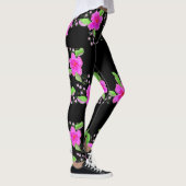 Stilvolle schwarze Leggings mit rosa Blume (Rechts)