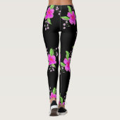 Stilvolle schwarze Leggings mit rosa Blume (Rückseite)