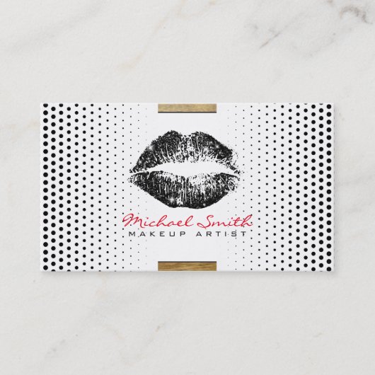 Stilvolle Schwarze Lippen Makeup Artist Moderne Pu Visitenkarte (Vorderseite)