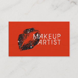Stilvolle Schwarze Lippen Makeup Künstlersalon Visitenkarte