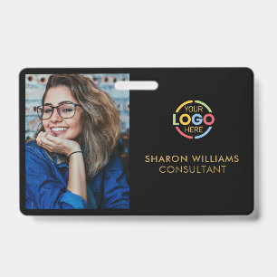 Stilvolle schwarze Mitarbeiter-Foto-ID der Gold Co Ausweis