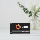 Stilvolle schwarze, moderne und markierte Streifen Visitenkarte (Stehend Vorderseite)