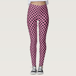 Stilvolle schwarze Polka-Punkte-Muster auf rosa Leggings