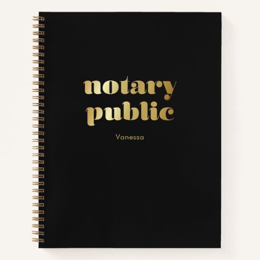 Stilvolle schwarze Retro Gold Notarname Notizblock (Vorderseite)