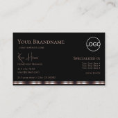 Stilvolle Schwarze Rose Gold mit Monogram und Logo Visitenkarte (Rückseite)