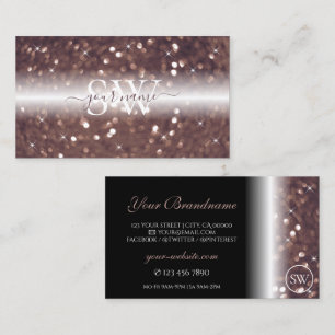 Stilvolle Schwarze Rose Gold Sparkling Glitzer Ini Visitenkarte
