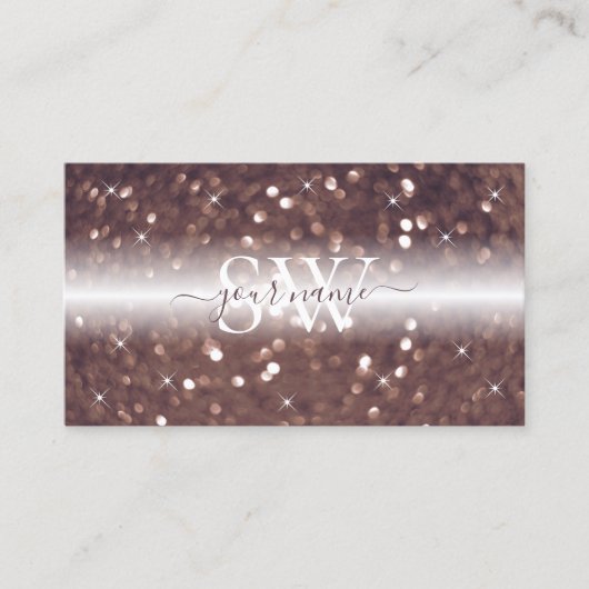 Stilvolle Schwarze Rose Gold Sparkling Glitzer Ini Visitenkarte (Vorderseite)