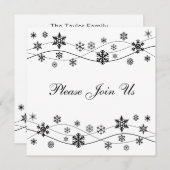 Stilvolle Schwarze Schneeflocken Einladung (Vorne/Hinten)