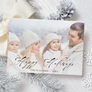 Stilvolle schwarze Schriftfamilienfoto Feiertagskarte