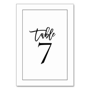 Stilvolle schwarze Typografie und Hochzeitsrand Tischnummer
