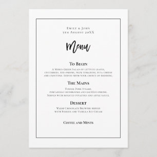 Stilvolle schwarze Typografie und Rahmen Menükarte